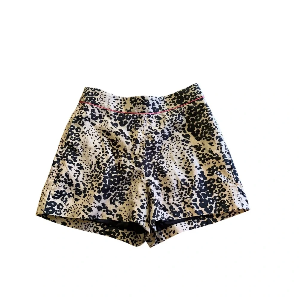 J.Crew Women Leopard Print Linen Blend Shorts Size 4‎ Animal Print Lined
